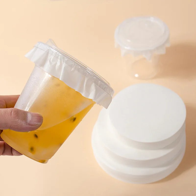 100pcs Disposable Leak Proof Paper Coffee Cup Cover Lid Films Anti Overflow Milk Tea Takeaway Beverage Cup Anti Leakage Paper