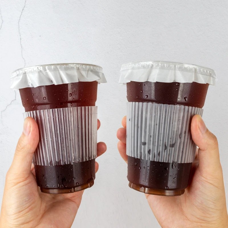 100pcs Disposable Leak Proof Paper Coffee Cup Cover Lid Films Anti Overflow Milk Tea Takeaway Beverage Cup Anti Leakage Paper