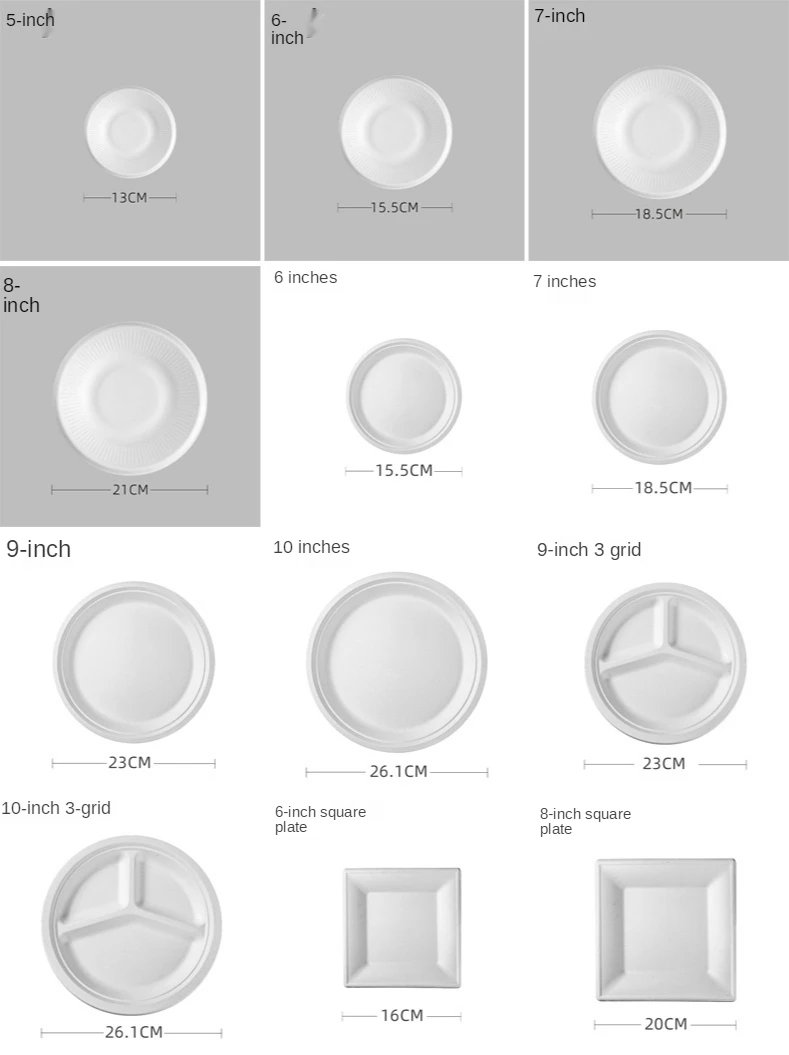 50 Disposable Plates Paperd and Spoon 100% Biodegradable Heavy-Duty Natural Sugarcane Bag-Like Fibers Tableware Compostable