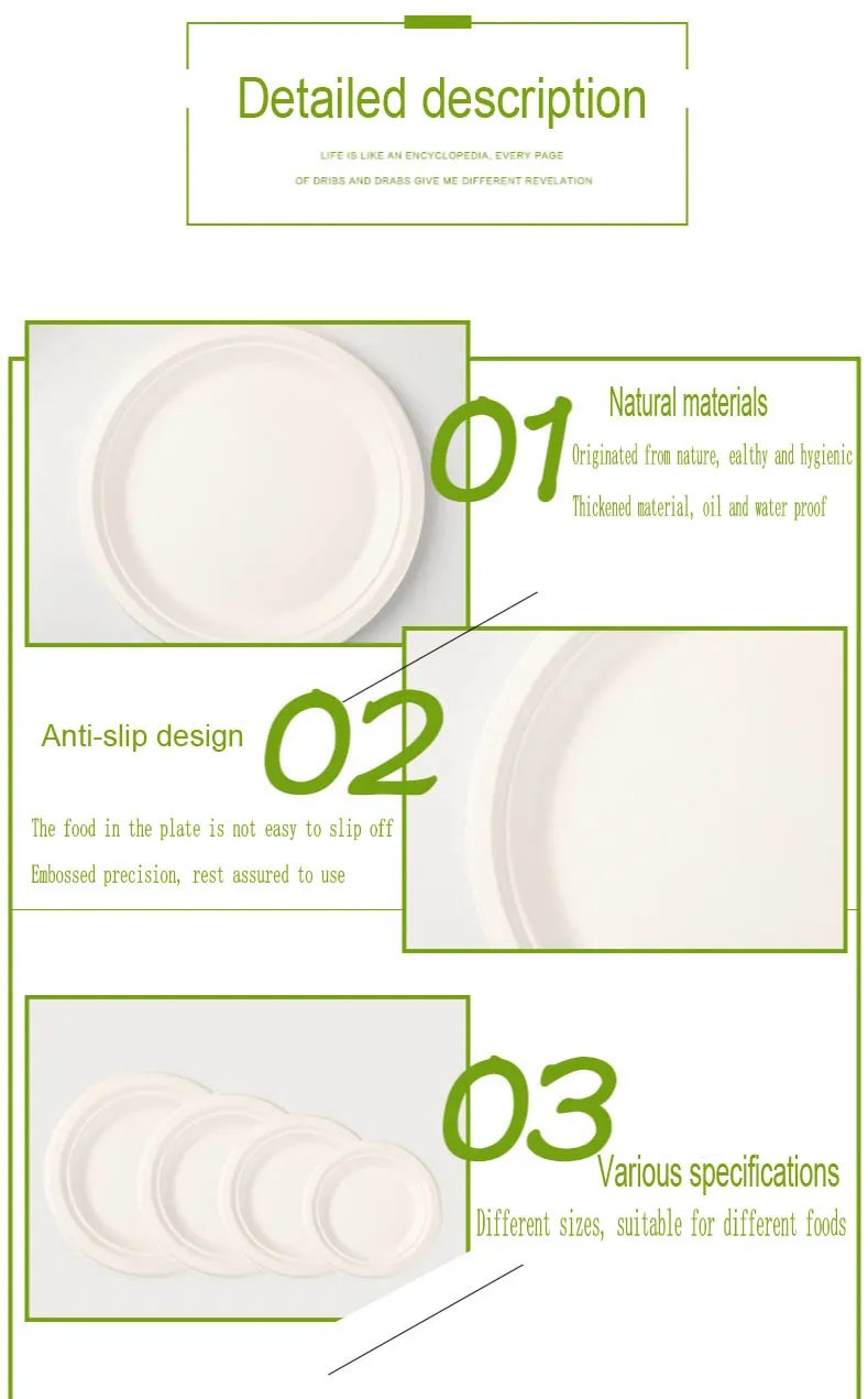 50 Disposable Plates Paperd and Spoon 100% Biodegradable Heavy-Duty Natural Sugarcane Bag-Like Fibers Tableware Compostable