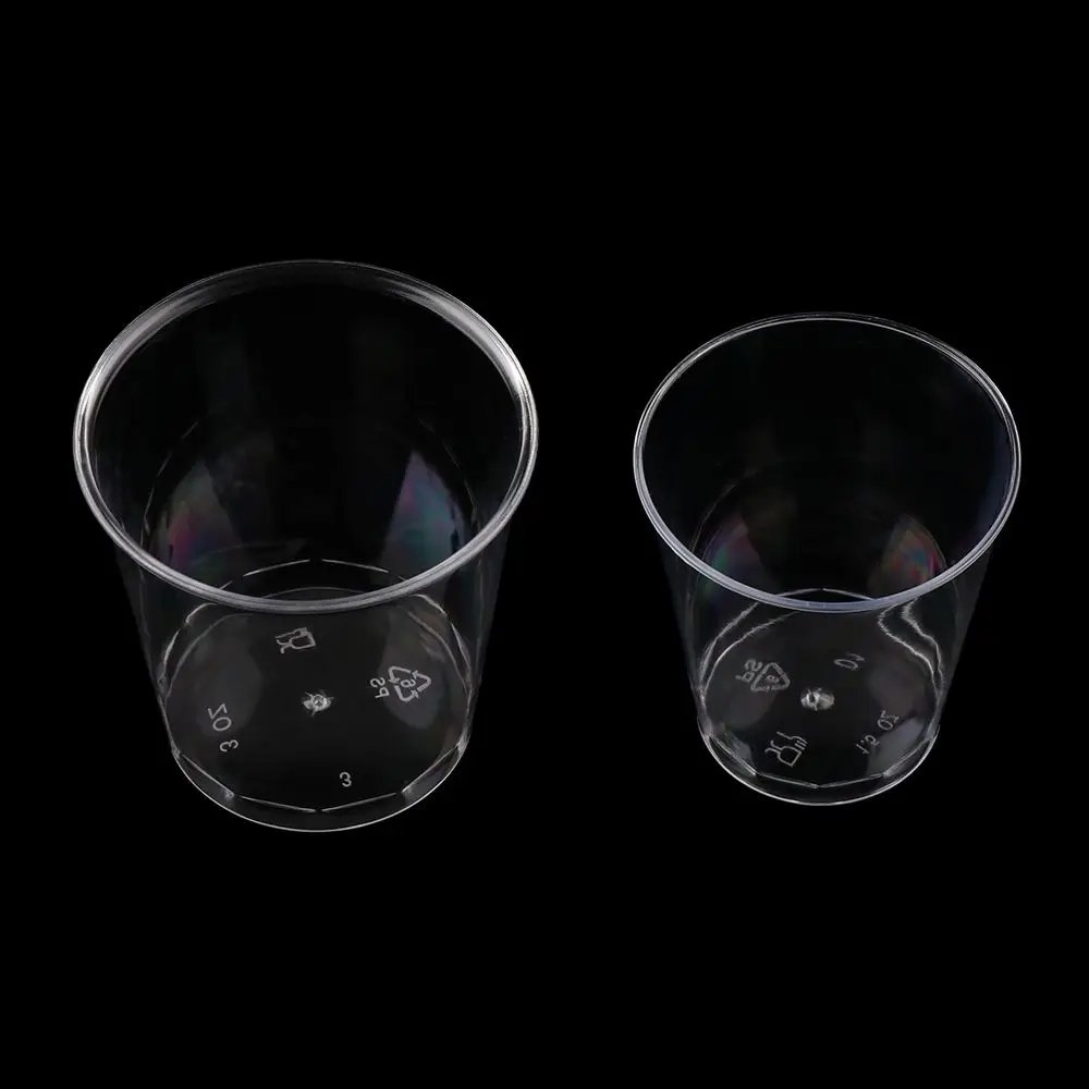 50ml/90ml Round Home Kitchen Cup Disposable Plastic Shot Glasses Dessert Cups Drinks Wedding Party Decorations Supplies