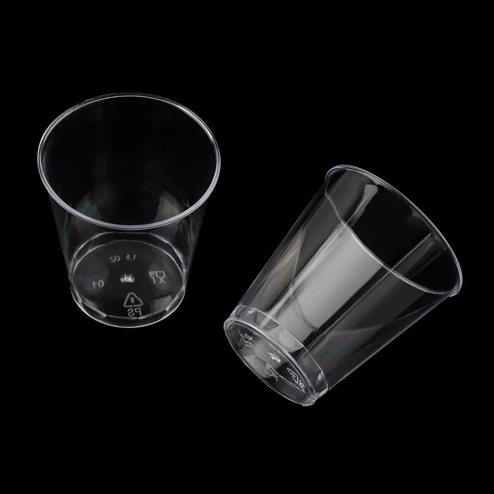 50ml/90ml Round Home Kitchen Cup Disposable Plastic Shot Glasses Dessert Cups Drinks Wedding Party Decorations Supplies
