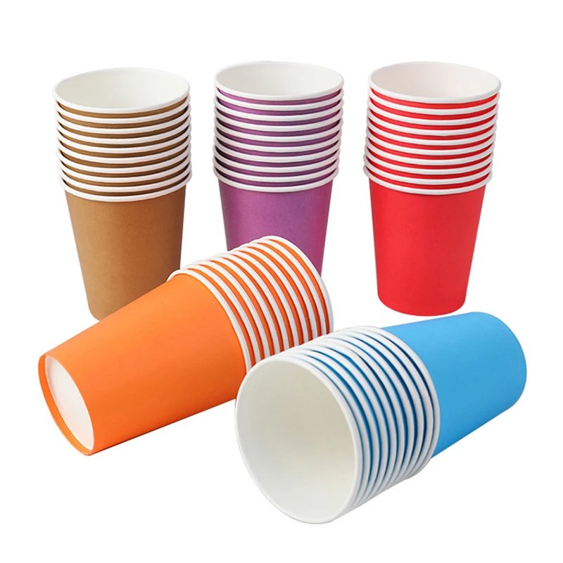 10PCS 9oz/250ml Solid Color Thick Paper Cup Disposable Cup Wedding Birthday Party Disposable Tableware Disposable Paper Cup Set