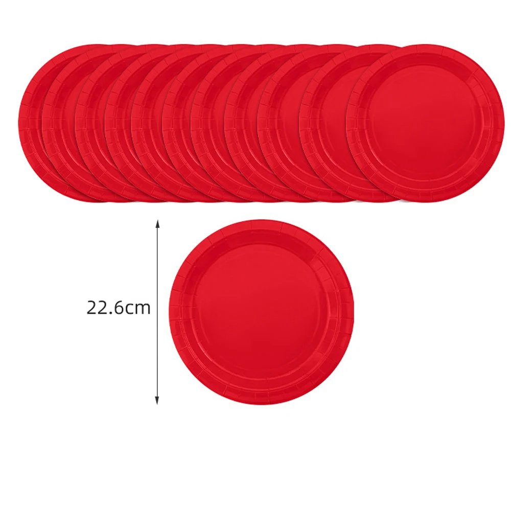 Solid Red Theme Birthday Super Girls Decorations Party Disposable Tableware Paper Napkins Cups Plates Tablecloths Straw