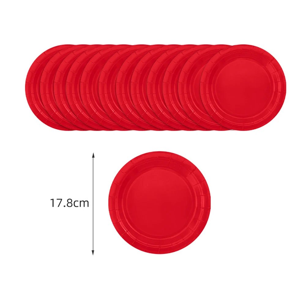 Solid Red Theme Birthday Super Girls Decorations Party Disposable Tableware Paper Napkins Cups Plates Tablecloths Straw