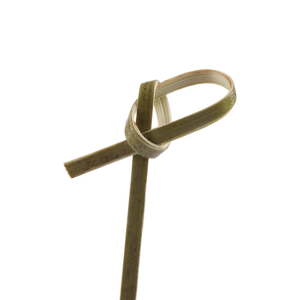 100Pcs Barbeque Bar Tool Kitchen Bar Cocktail Picks Disposable Bamboo Knot Skewers Fruit Forks Stick Household Party Decoration