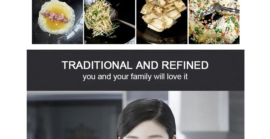 Carbon Steel Wok Pan 32cm Stir Fry Wok Set with Wooden Lid Non-Stick Flat Bottom Frying Pan for Electric Induction and Gas Stove