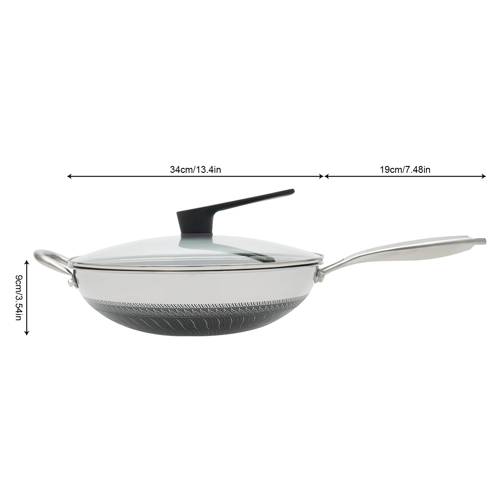 13.4 inch Non Stick Frying Wok Stainless Steel Stir-fry Wok Honeycomb Wok with Lid Kitchen Supply Wok 13.4 inch Non Stick Frying Wok Stainless Steel Stir-fry Wok Honeycomb Wok with Lid Kitchen Supply Wok