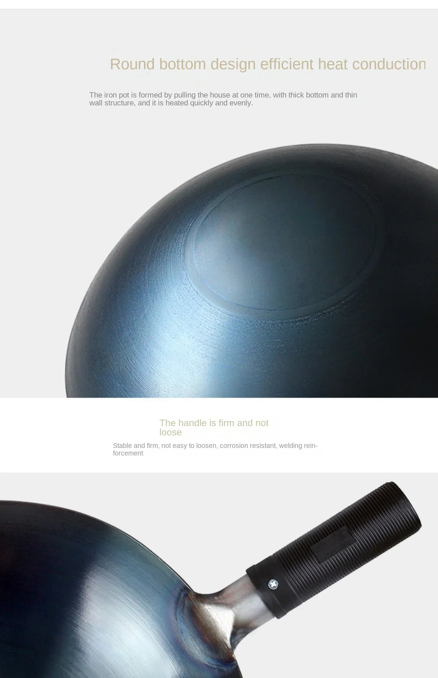 32/34cm Seasoning Blue Iron Wok Uncoated Nonstick Pot Lightweight Classic Chef Wok Outdoor Kitchen Cookware for Gas Stove