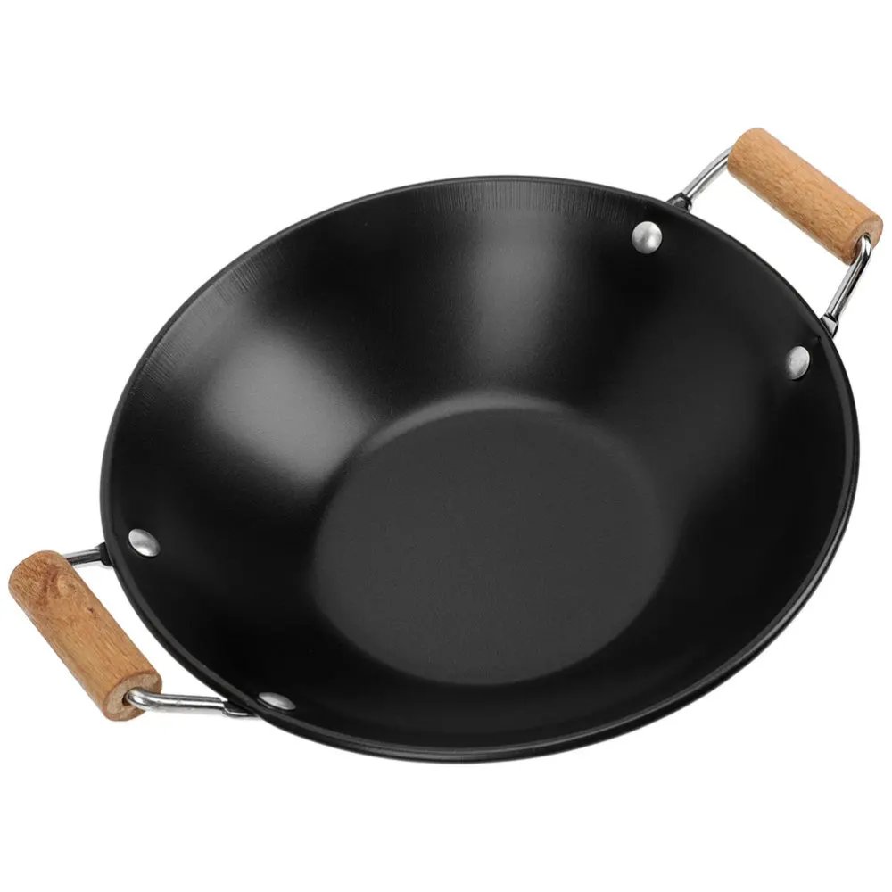 Pan Wok Pot Frying Cooking Deep Fry Steel Stir Metal Saute Hot Stainless Chinese Pans Paella Bottom Seafood Carbon Kitchen Woks