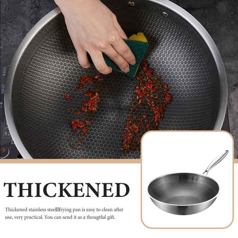 Stainless Steel Wok Heater Pan Honeycomb Non Stick Frying Gas Stove Cooking Pans Nonstick Induction Cooktop for Stoves