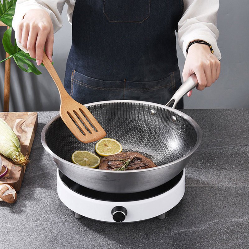 Stainless Steel Wok Heater Pan Honeycomb Non Stick Frying Gas Stove Cooking Pans Nonstick Induction Cooktop for Stoves