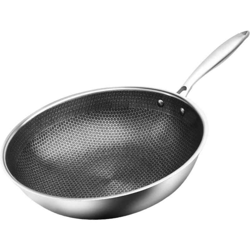 Stainless Steel Wok Heater Pan Honeycomb Non Stick Frying Gas Stove Cooking Pans Nonstick Induction Cooktop for Stoves