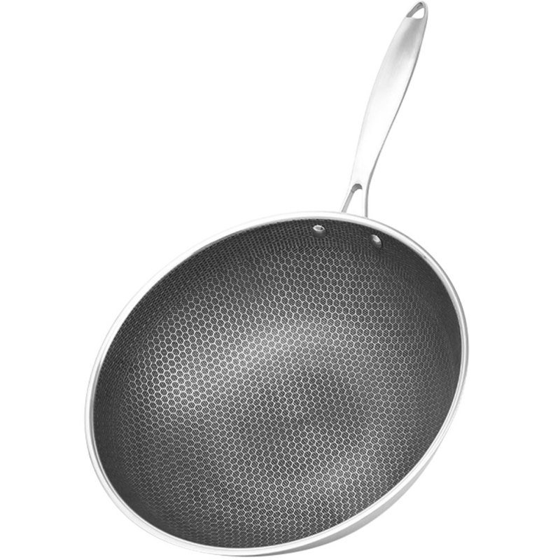 Stainless Steel Wok Heater Pan Honeycomb Non Stick Frying Gas Stove Cooking Pans Nonstick Induction Cooktop for Stoves