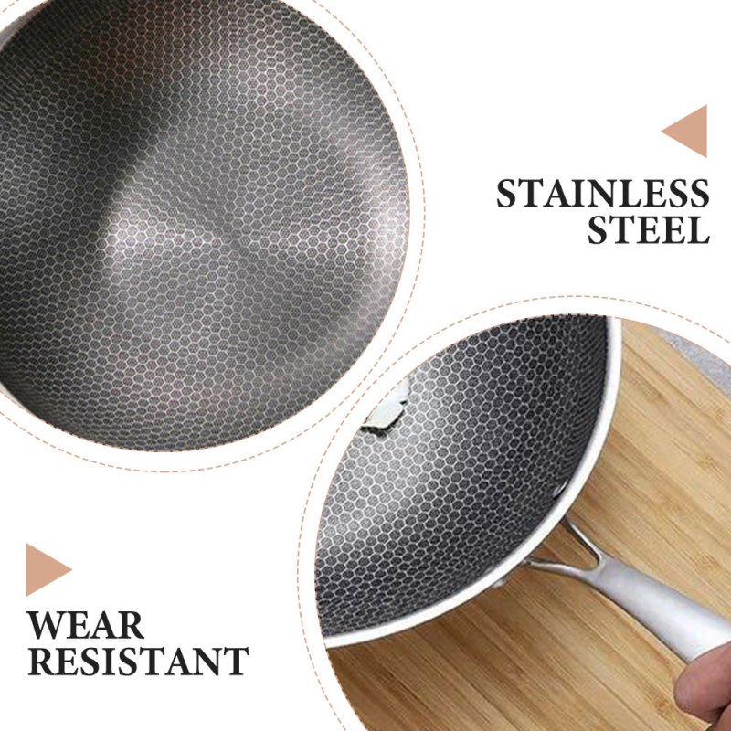 Stainless Steel Wok Heater Pan Honeycomb Non Stick Frying Gas Stove Cooking Pans Nonstick Induction Cooktop for Stoves