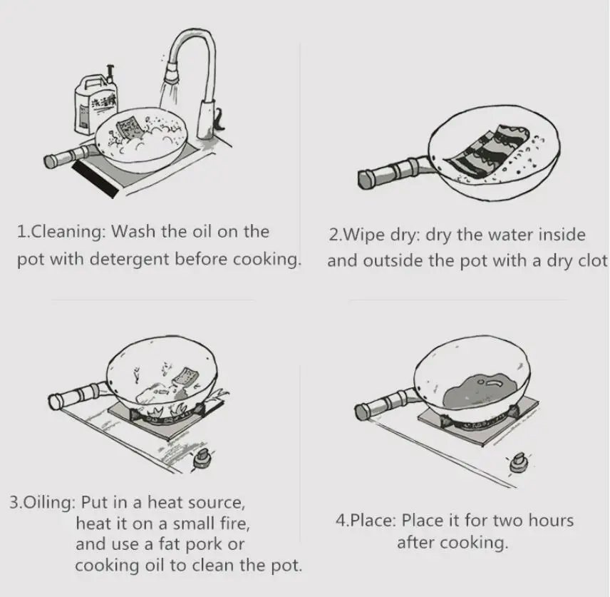 2022New Chinese Traditional Iron Wok Handmade Large Wok&Wooden Handle Non-stick Wok Gas Cooker Pan Kitchen Cookware Iron Pot