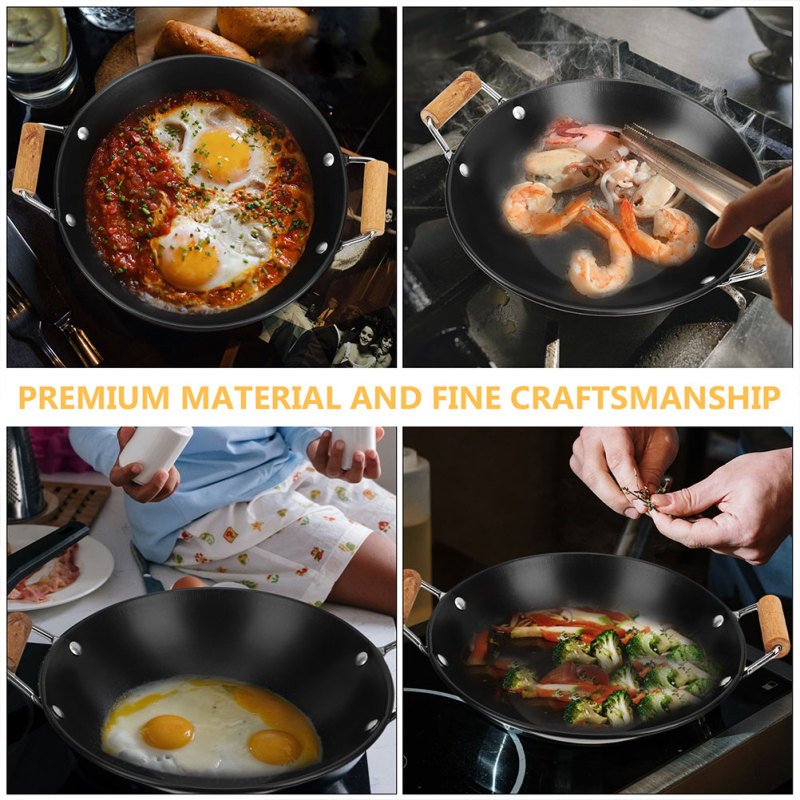 Household Hot Pot Vegetable Home Food Wok Stainless Steel Cooking Wok Kitchen Daily Use Utensils Cookware Cooking Vok Pan Woks