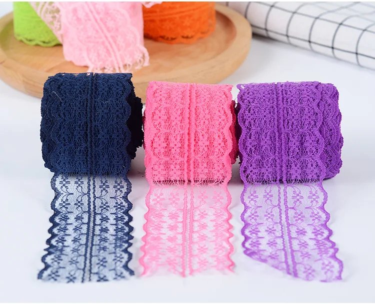 10Meters/Roll 43mm Lace Ribbon Handmade Material DIY Apparel Sewing Fabric Blue Purple Green Pink Red Black White Lace Trimming