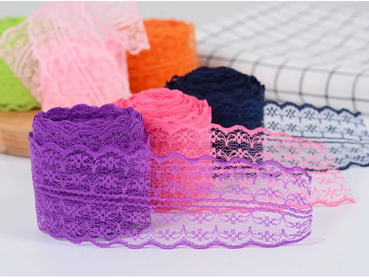 10Meters/Roll 43mm Lace Ribbon Handmade Material DIY Apparel Sewing Fabric Blue Purple Green Pink Red Black White Lace Trimming