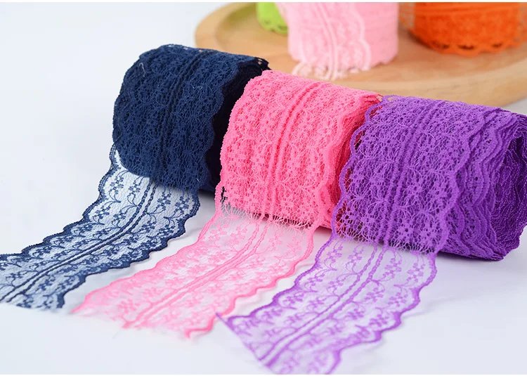 10Meters/Roll 43mm Lace Ribbon Handmade Material DIY Apparel Sewing Fabric Blue Purple Green Pink Red Black White Lace Trimming