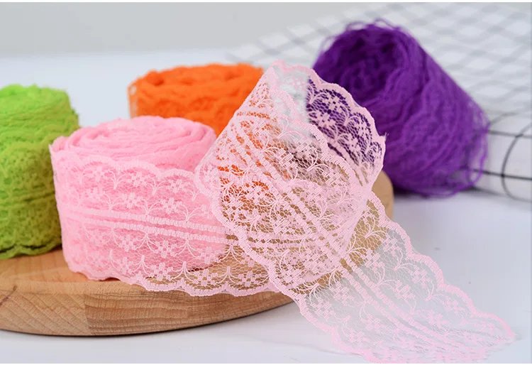 10Meters/Roll 43mm Lace Ribbon Handmade Material DIY Apparel Sewing Fabric Blue Purple Green Pink Red Black White Lace Trimming
