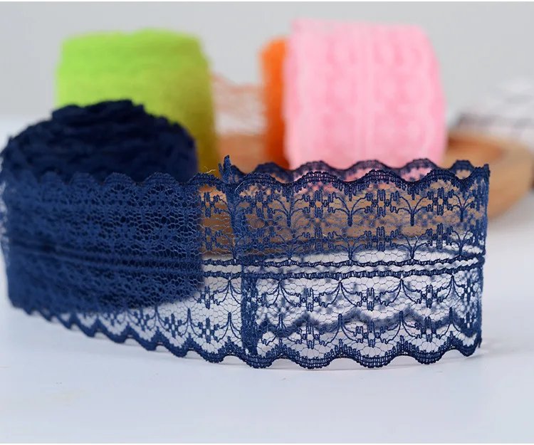 10Meters/Roll 43mm Lace Ribbon Handmade Material DIY Apparel Sewing Fabric Blue Purple Green Pink Red Black White Lace Trimming