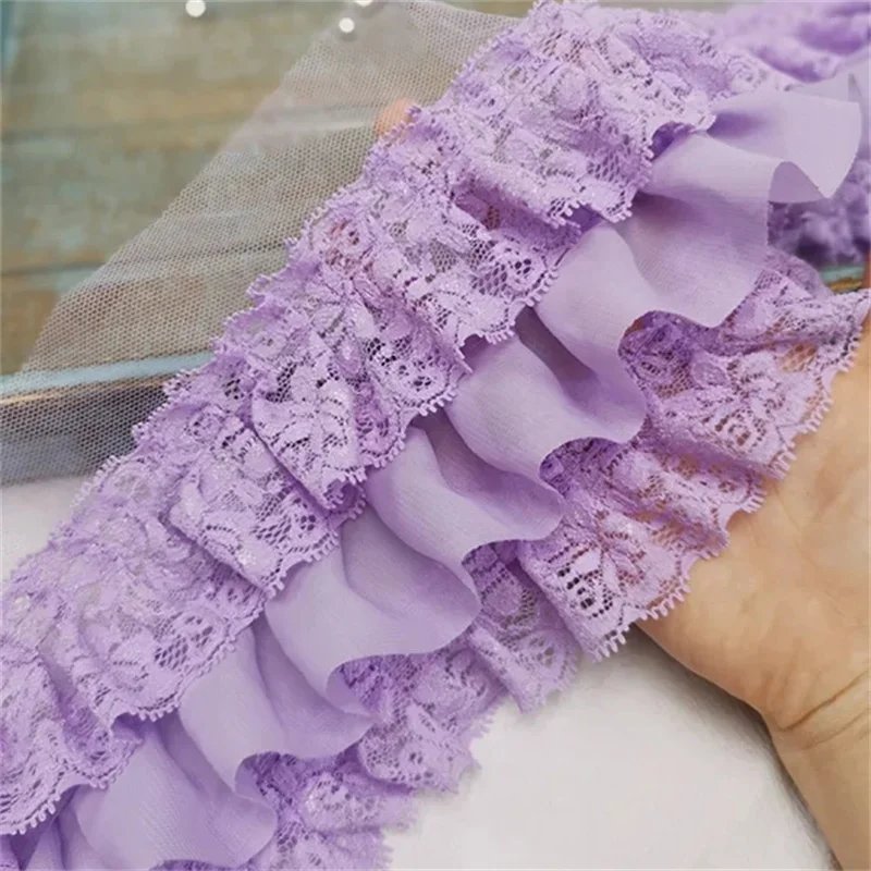 10CM Wide Three Layers Pleated Chiffon Fabric Embroidery Fringe Ribbon Lace Collar Ruffle Trim DIY Apparel Curtains Sewing Decor 10CM Wide Three Layers Pleated Chiffon Fabric Embroidery Fringe Ribbon Lace Collar Ruffle Trim DIY Apparel Curtains Sewing Decor