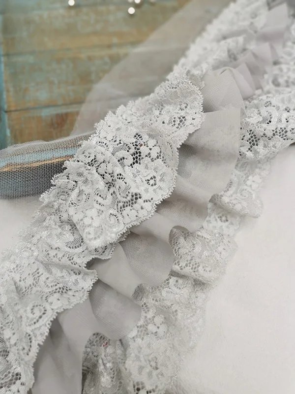 10CM Wide Three Layers Pleated Chiffon Fabric Embroidery Fringe Ribbon Lace Collar Ruffle Trim DIY Apparel Curtains Sewing Decor
