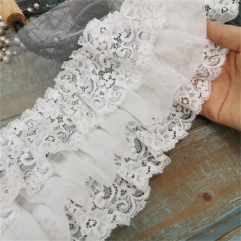 10CM Wide Three Layers Pleated Chiffon Fabric Embroidery Fringe Ribbon Lace Collar Ruffle Trim DIY Apparel Curtains Sewing Decor 10CM Wide Three Layers Pleated Chiffon Fabric Embroidery Fringe Ribbon Lace Collar Ruffle Trim DIY Apparel Curtains Sewing Decor