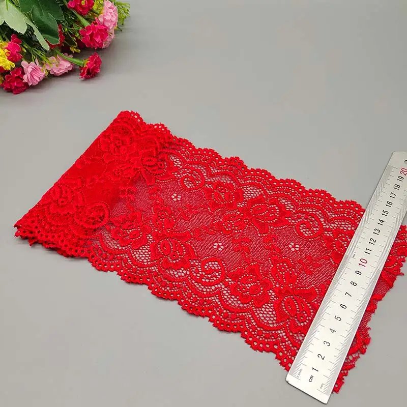 New 1Yard Flower Pattern 15CM Wide Elastic Lace Fabric Ribbon Lace Trim Ribbon Diy Craft Fabric Width African Fabrics Stretch