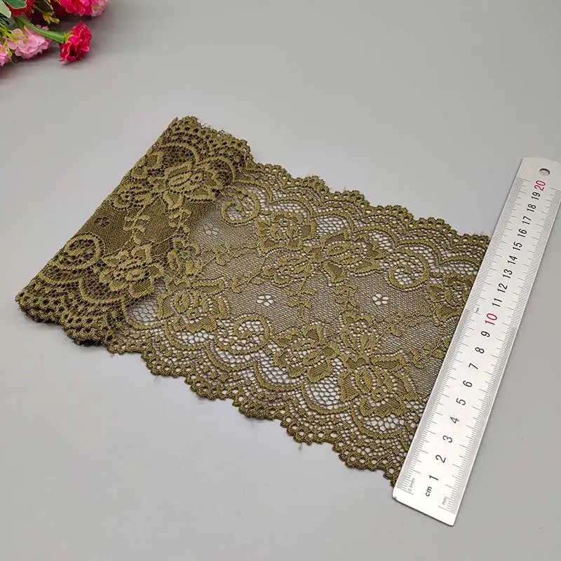 New 1Yard Flower Pattern 15CM Wide Elastic Lace Fabric Ribbon Lace Trim Ribbon Diy Craft Fabric Width African Fabrics Stretch