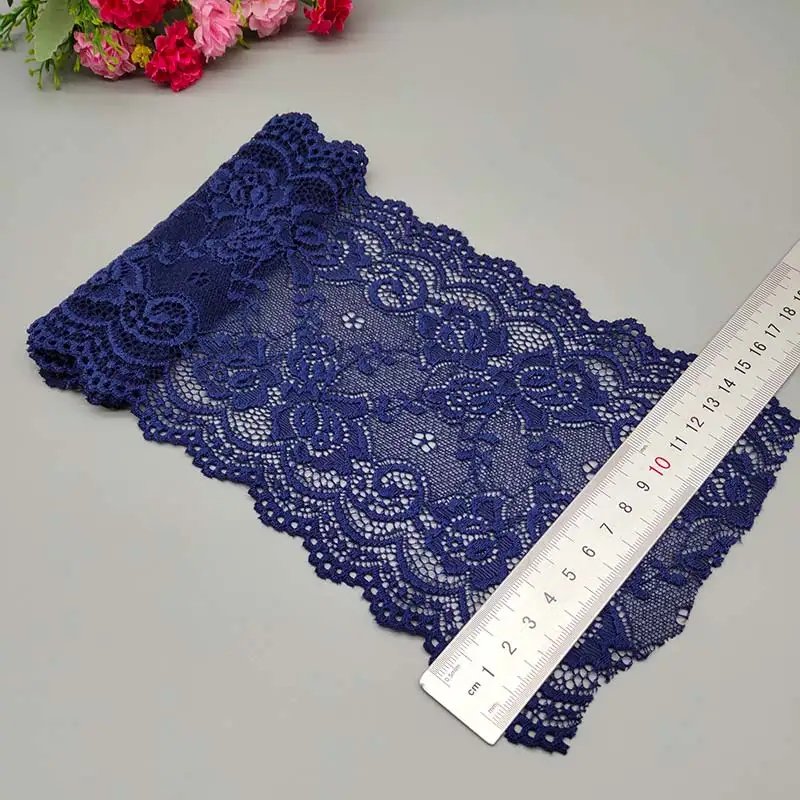 New 1Yard Flower Pattern 15CM Wide Elastic Lace Fabric Ribbon Lace Trim Ribbon Diy Craft Fabric Width African Fabrics Stretch