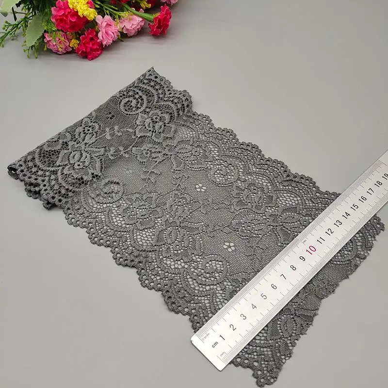 New 1Yard Flower Pattern 15CM Wide Elastic Lace Fabric Ribbon Lace Trim Ribbon Diy Craft Fabric Width African Fabrics Stretch
