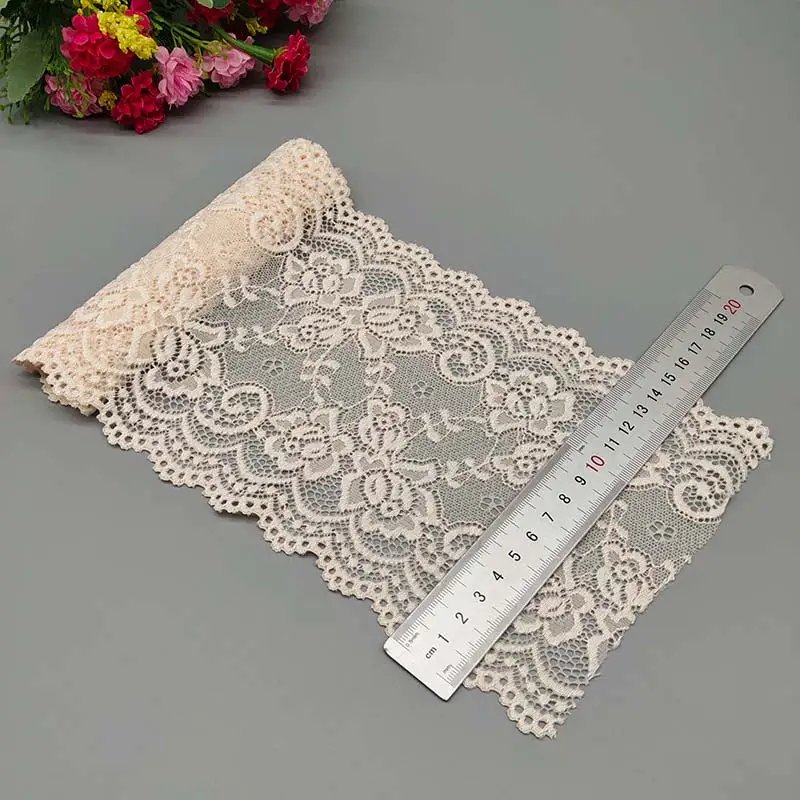 New 1Yard Flower Pattern 15CM Wide Elastic Lace Fabric Ribbon Lace Trim Ribbon Diy Craft Fabric Width African Fabrics Stretch