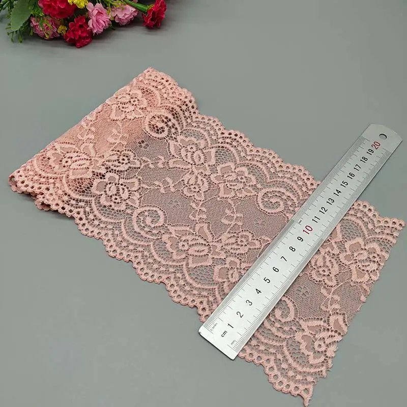 New 1Yard Flower Pattern 15CM Wide Elastic Lace Fabric Ribbon Lace Trim Ribbon Diy Craft Fabric Width African Fabrics Stretch
