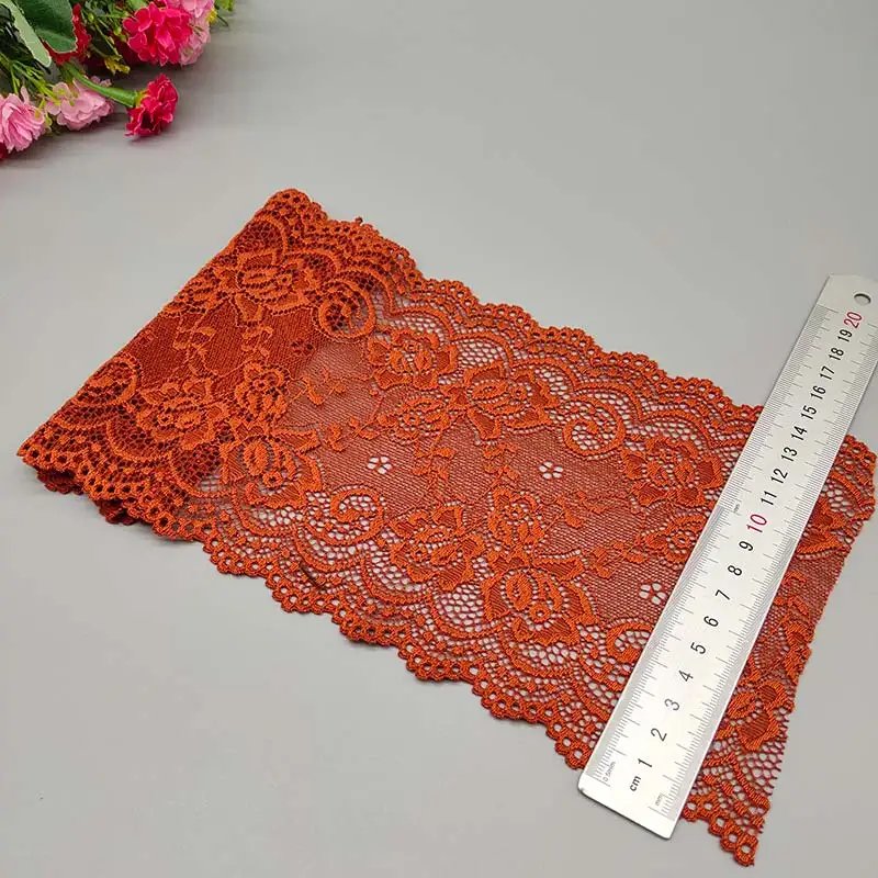 New 1Yard Flower Pattern 15CM Wide Elastic Lace Fabric Ribbon Lace Trim Ribbon Diy Craft Fabric Width African Fabrics Stretch