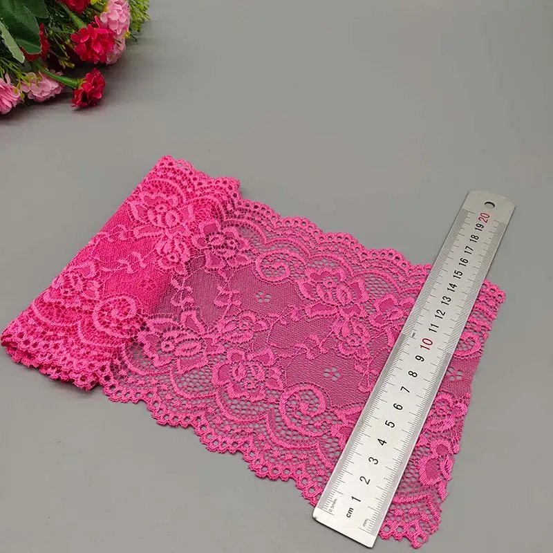 New 1Yard Flower Pattern 15CM Wide Elastic Lace Fabric Ribbon Lace Trim Ribbon Diy Craft Fabric Width African Fabrics Stretch