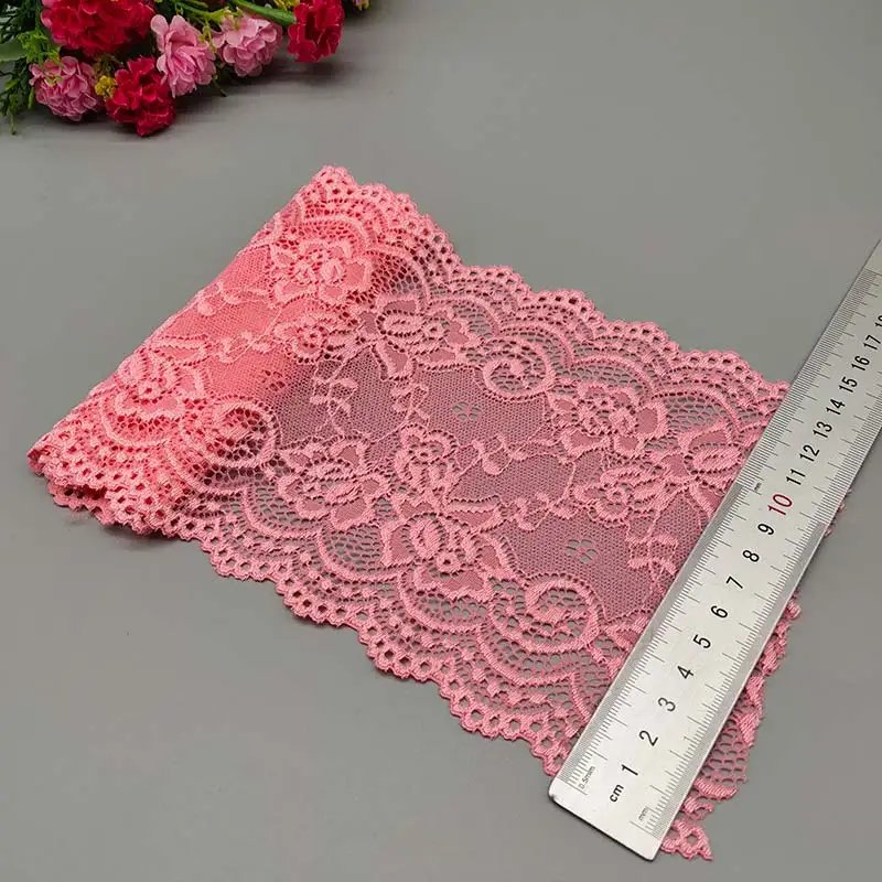 New 1Yard Flower Pattern 15CM Wide Elastic Lace Fabric Ribbon Lace Trim Ribbon Diy Craft Fabric Width African Fabrics Stretch