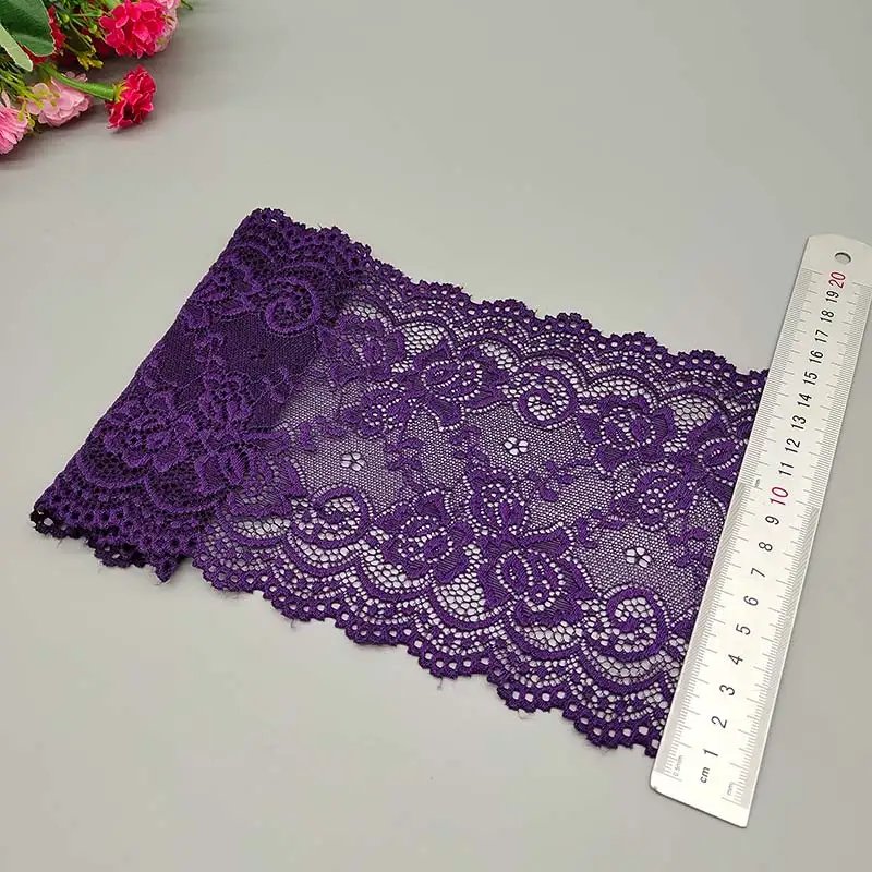 New 1Yard Flower Pattern 15CM Wide Elastic Lace Fabric Ribbon Lace Trim Ribbon Diy Craft Fabric Width African Fabrics Stretch