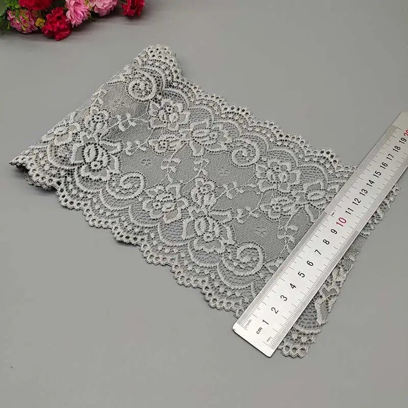 New 1Yard Flower Pattern 15CM Wide Elastic Lace Fabric Ribbon Lace Trim Ribbon Diy Craft Fabric Width African Fabrics Stretch