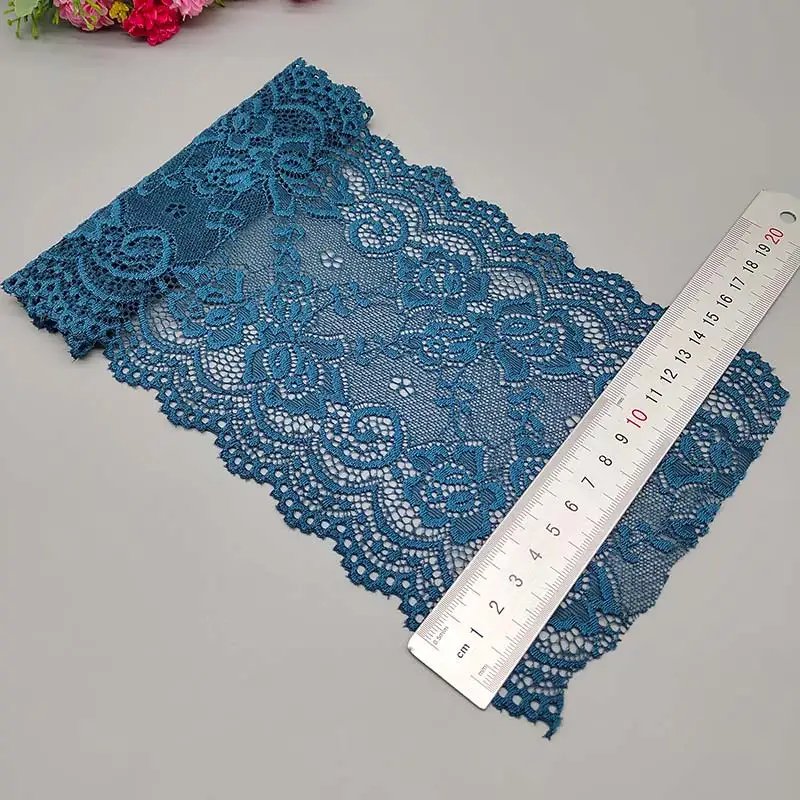 New 1Yard Flower Pattern 15CM Wide Elastic Lace Fabric Ribbon Lace Trim Ribbon Diy Craft Fabric Width African Fabrics Stretch