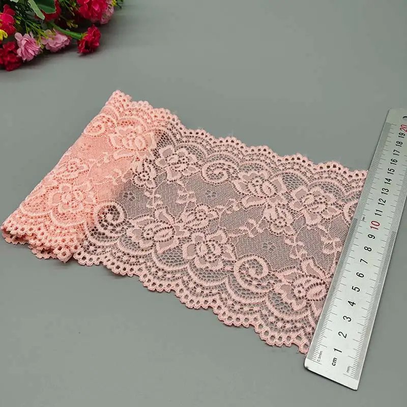 New 1Yard Flower Pattern 15CM Wide Elastic Lace Fabric Ribbon Lace Trim Ribbon Diy Craft Fabric Width African Fabrics Stretch