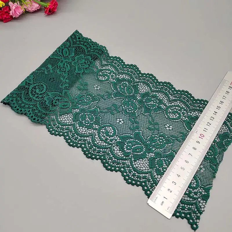 New 1Yard Flower Pattern 15CM Wide Elastic Lace Fabric Ribbon Lace Trim Ribbon Diy Craft Fabric Width African Fabrics Stretch