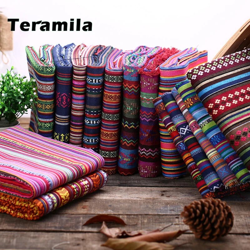 Teramila Ethnic Style Cotton Linen Fabric Hotel Bar Tablecloth Pillow Sofa Cover Textile Patchwork Curtain Decorative Materials Teramila Ethnic Style Cotton Linen Fabric Hotel Bar Tablecloth Pillow Sofa Cover Textile Patchwork Curtain Decorative Materials