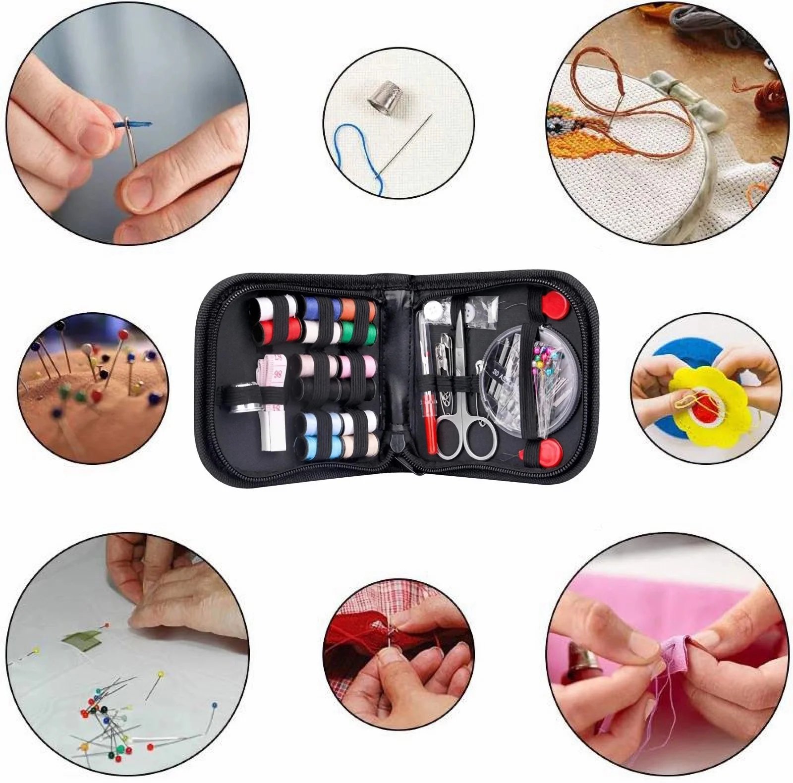 Sewing Kit Compact and Portable for Beginners and Professionals Includes Needles Thread Scissors and Other Essential Access