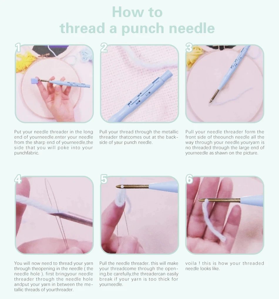 RUOPOTY 20x20cm Punch Needle Embroidery Starter Kits For Beginners Punch Needle Embroidery Hoops Animals Picture Diy Crafts