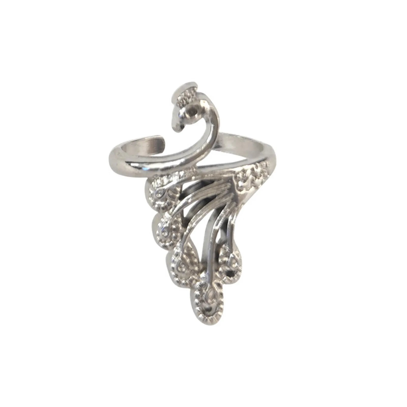 1 Piece Metal Knitting Tools Handamde Peacock Finger Ring Blade Needle Braiding Crochet Yarn Guide Accessories Ring Wool Crafts