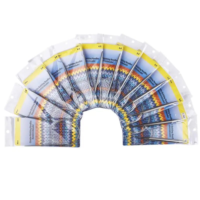 80cm 2.0-10 Mm Stainless Steel Circular Knitting Needles Crochet Needles For Knitting DIY Weaving Pins Needle Craft Tools