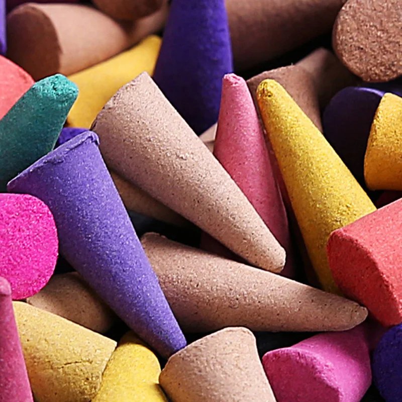 60Pcs Natural Incense Cones Mixed Flavor Backflow Insence Floral Lavender Sandalwood Yoga Meditation Tea Room Home Decorations