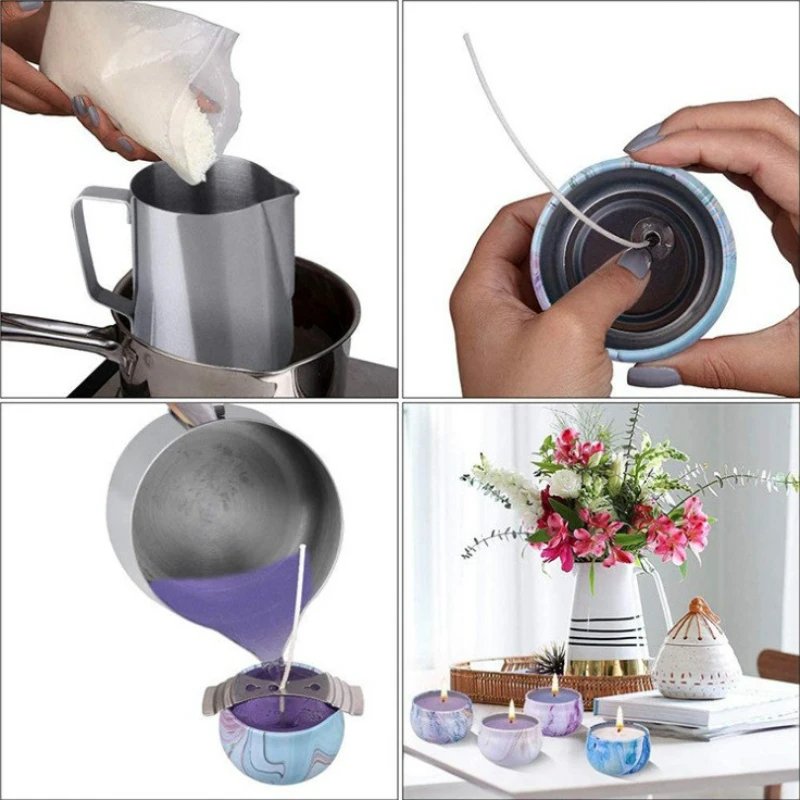 Smokeless Candle Wicks 2.6-20cm Pre-Waxed Cotton Core Wicks with Metal Sustainer Tabs DIY Handmade Candle Making Tools Smokeless Candle Wicks 2.6-20cm Pre-Waxed Cotton Core Wicks with Metal Sustainer Tabs DIY Handmade Candle Making Tools